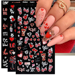 IDDFEVE embossed Valentine nail stickers on sheets for instant romantic nails