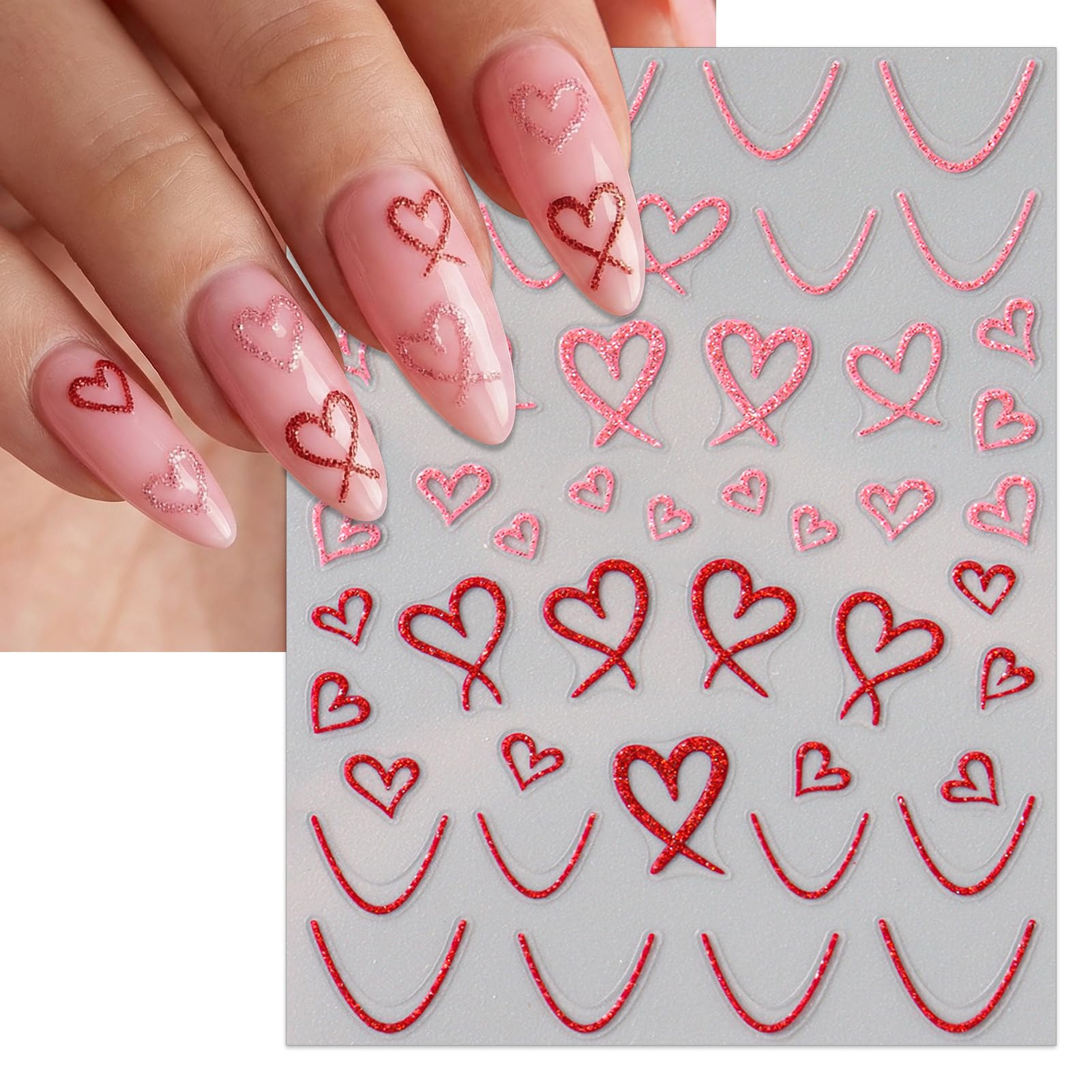 IDDFEVE french-wavy-hearts design frames nails with modern elegance