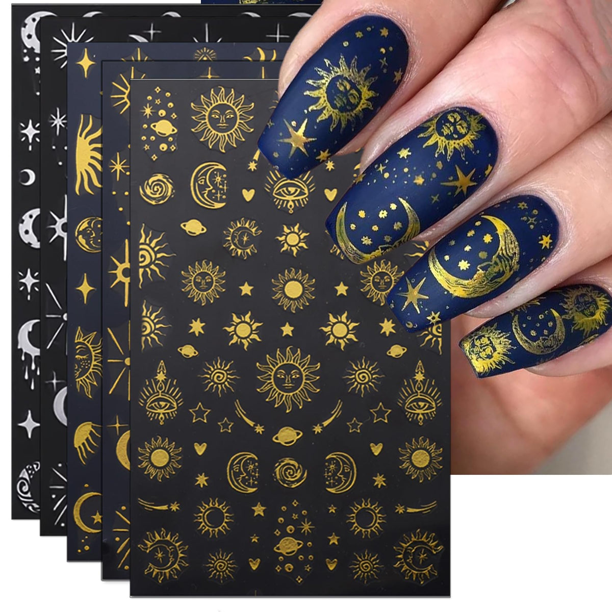 IDDFEVE gold sun nail stickers for radiant, salon-style nails at home