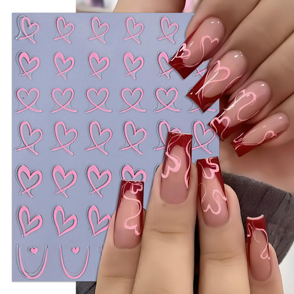 IDDFEVE hollow peach-heart elements add layered dimension on nails