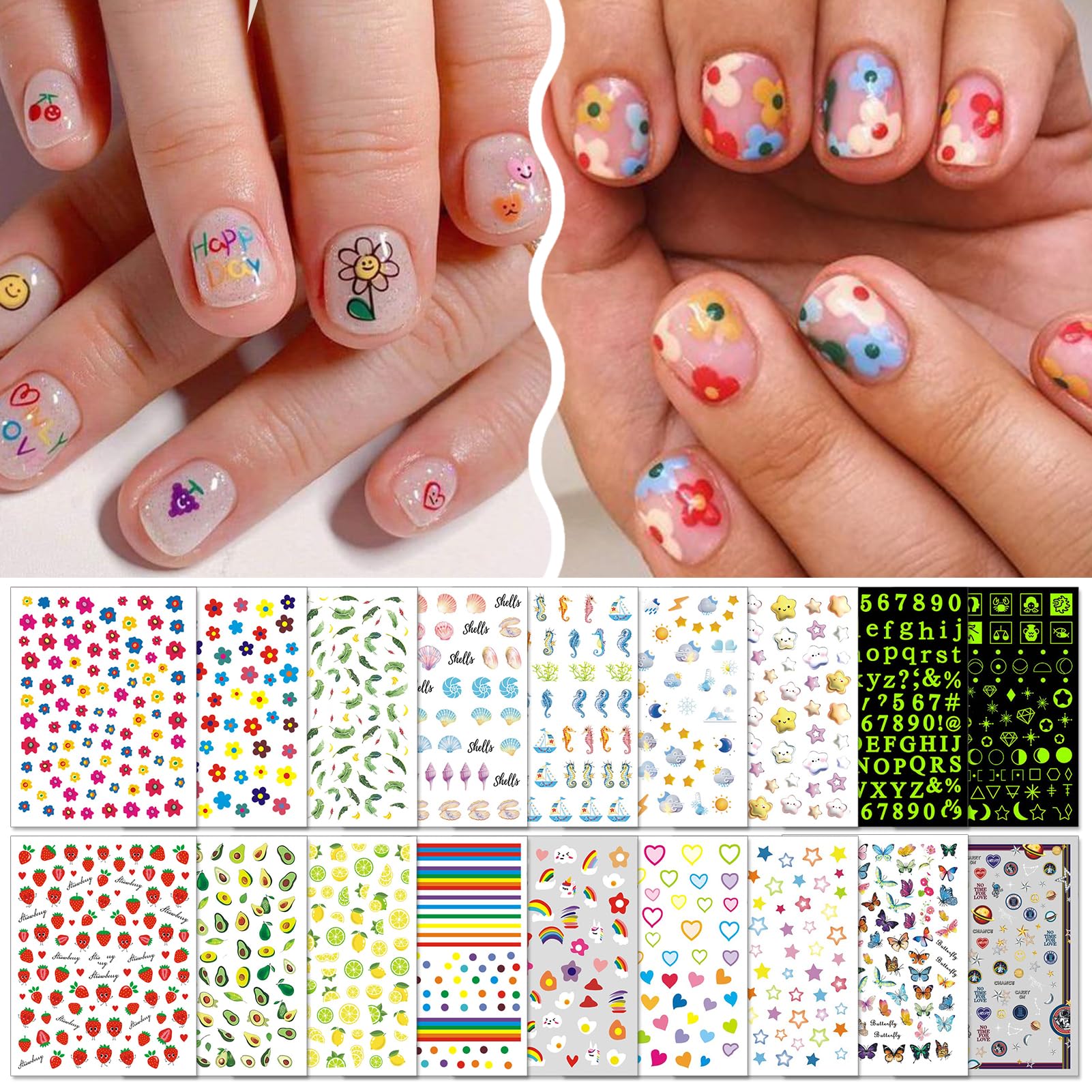 IDDFEVE kids nail stickers with a variety of patterns for at-home DIY nail art.