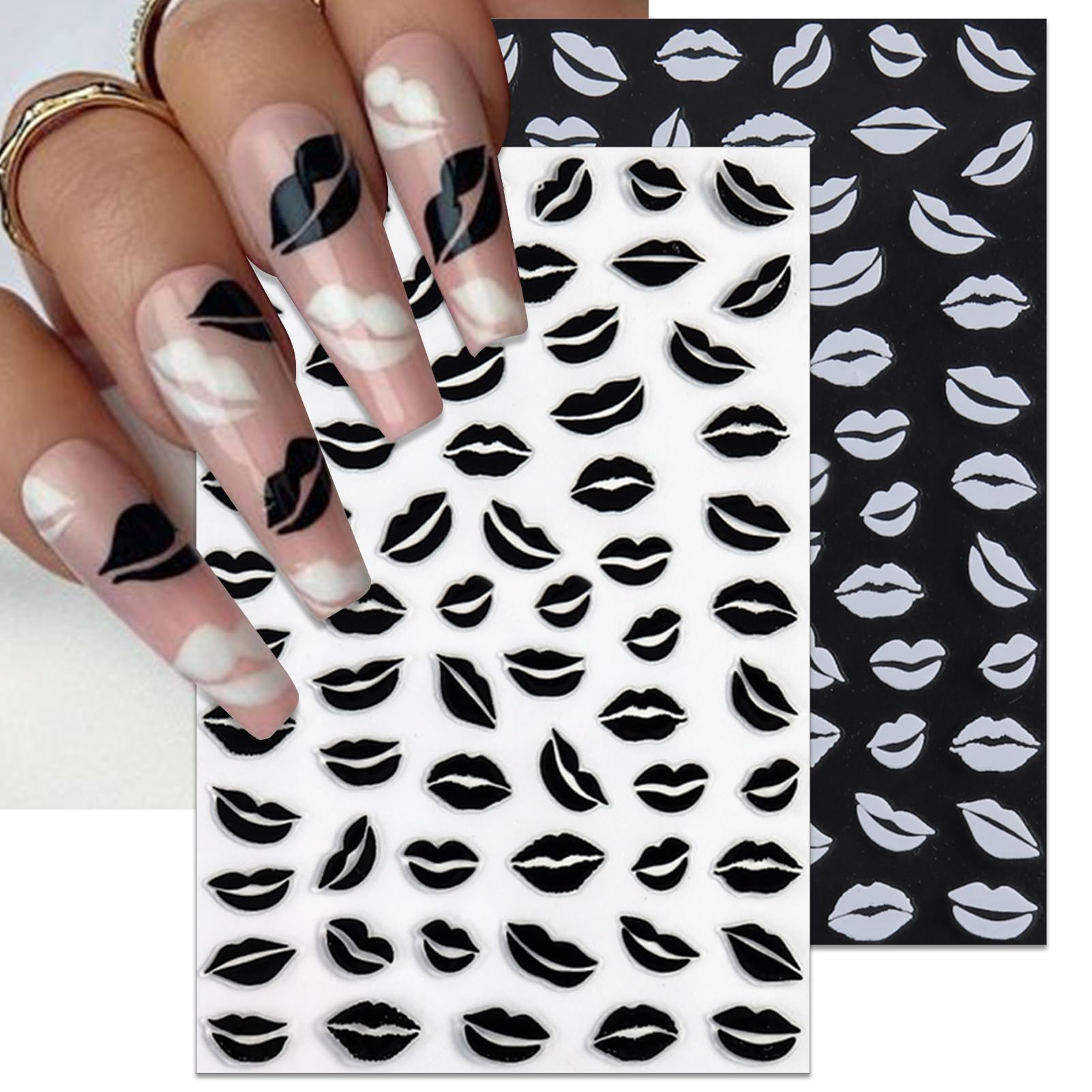 IDDFEVE kiss stickers on nails suited for full nail sets or accents.
