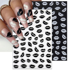 IDDFEVE kiss stickers on nails suited for full nail sets or accents.