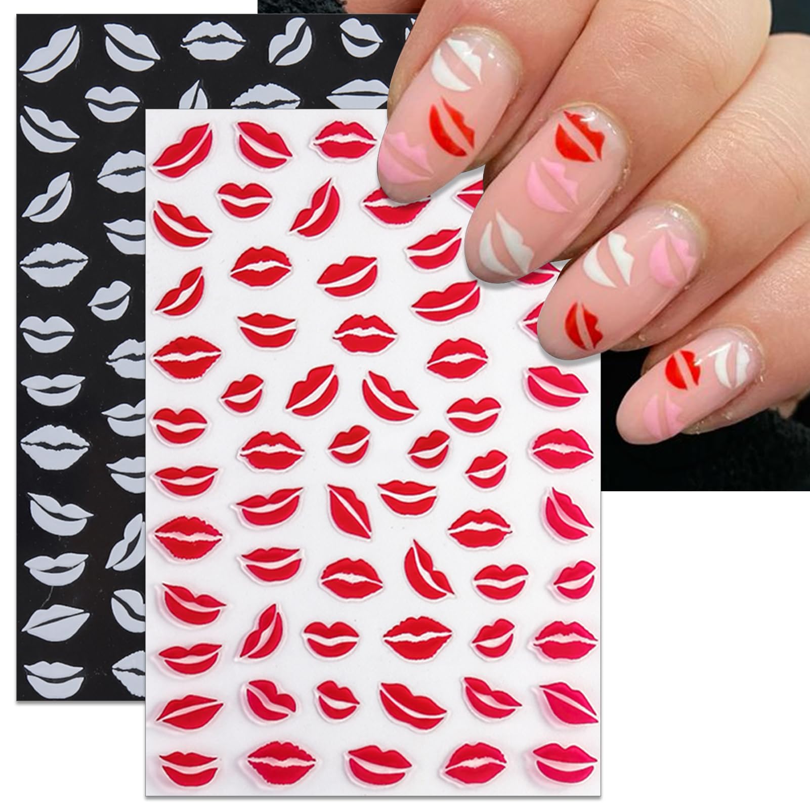 IDDFEVE kiss stickers on nails resist water and provide glossy shine.