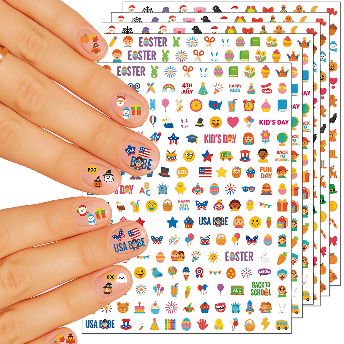 IDDFEVE mini nail stickers Halloween designs for kids’ nails and party play