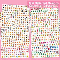IDDFEVE mini nail stickers for kids Christmas Santa bells designs for festive nail fun.