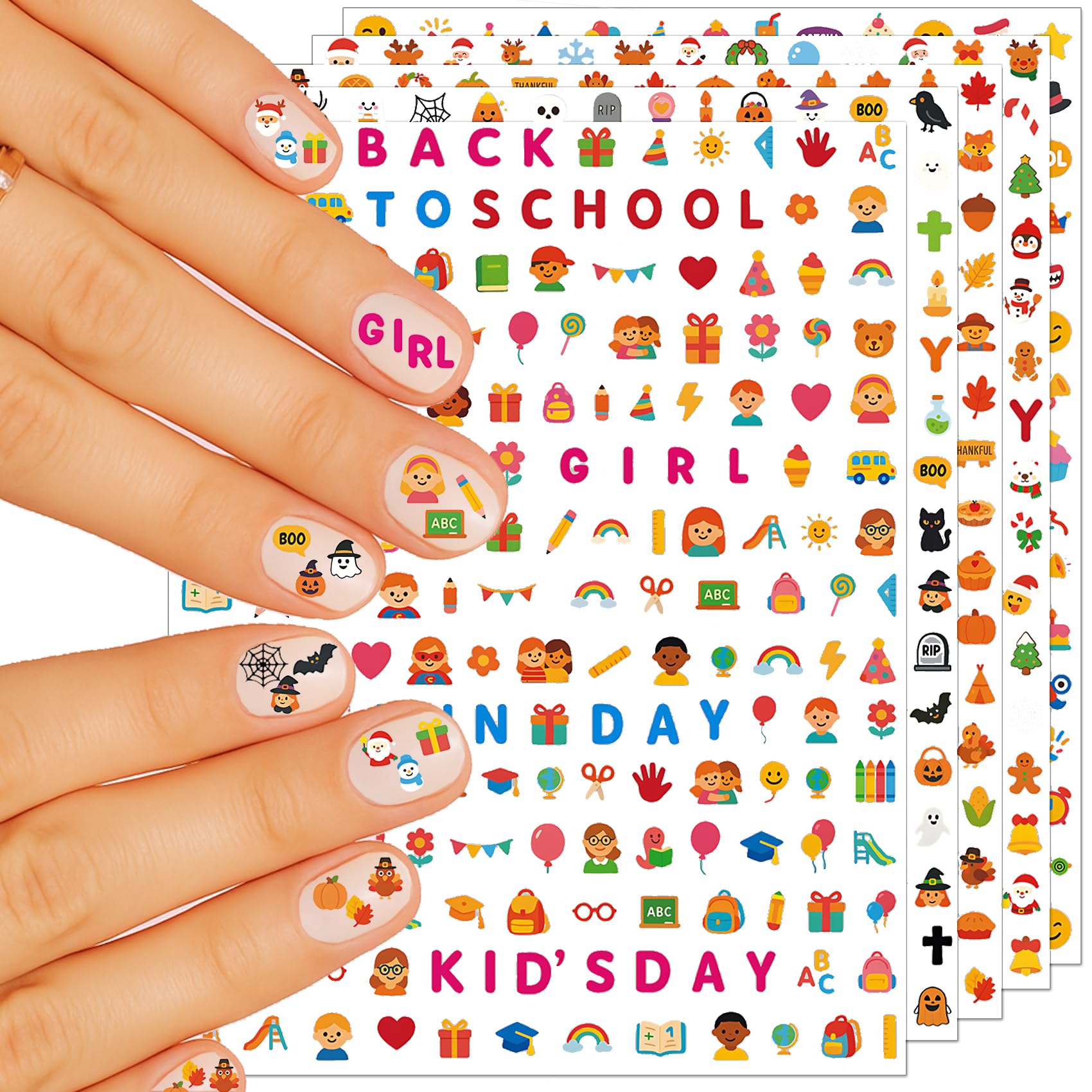 IDDFEVE mini nail stickers for kids Halloween pumpkin and ghost designs for easy, mess-free nail art.
