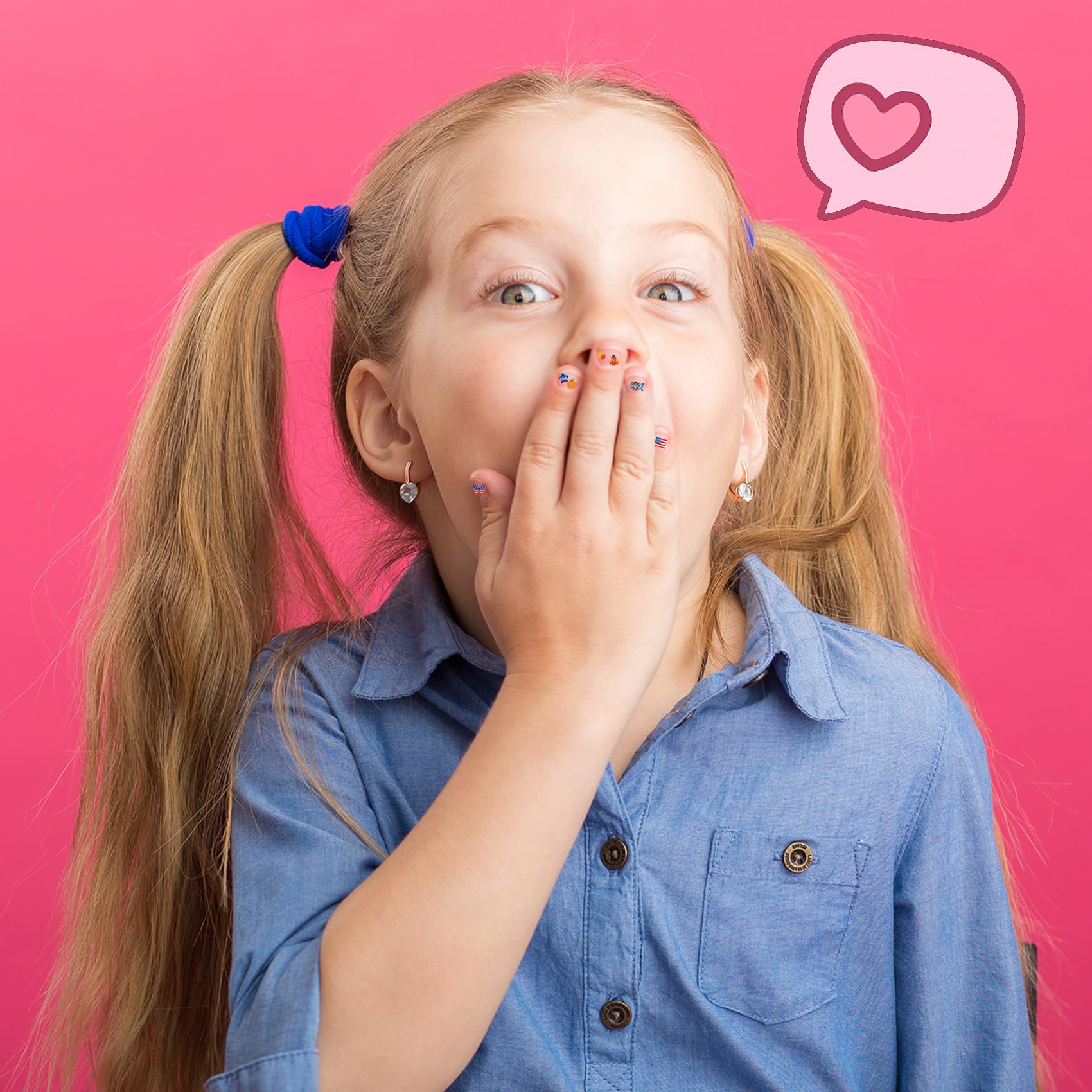 IDDFEVE mini nail stickers for kids Valentines hearts designs for sweet seasonal manicures.