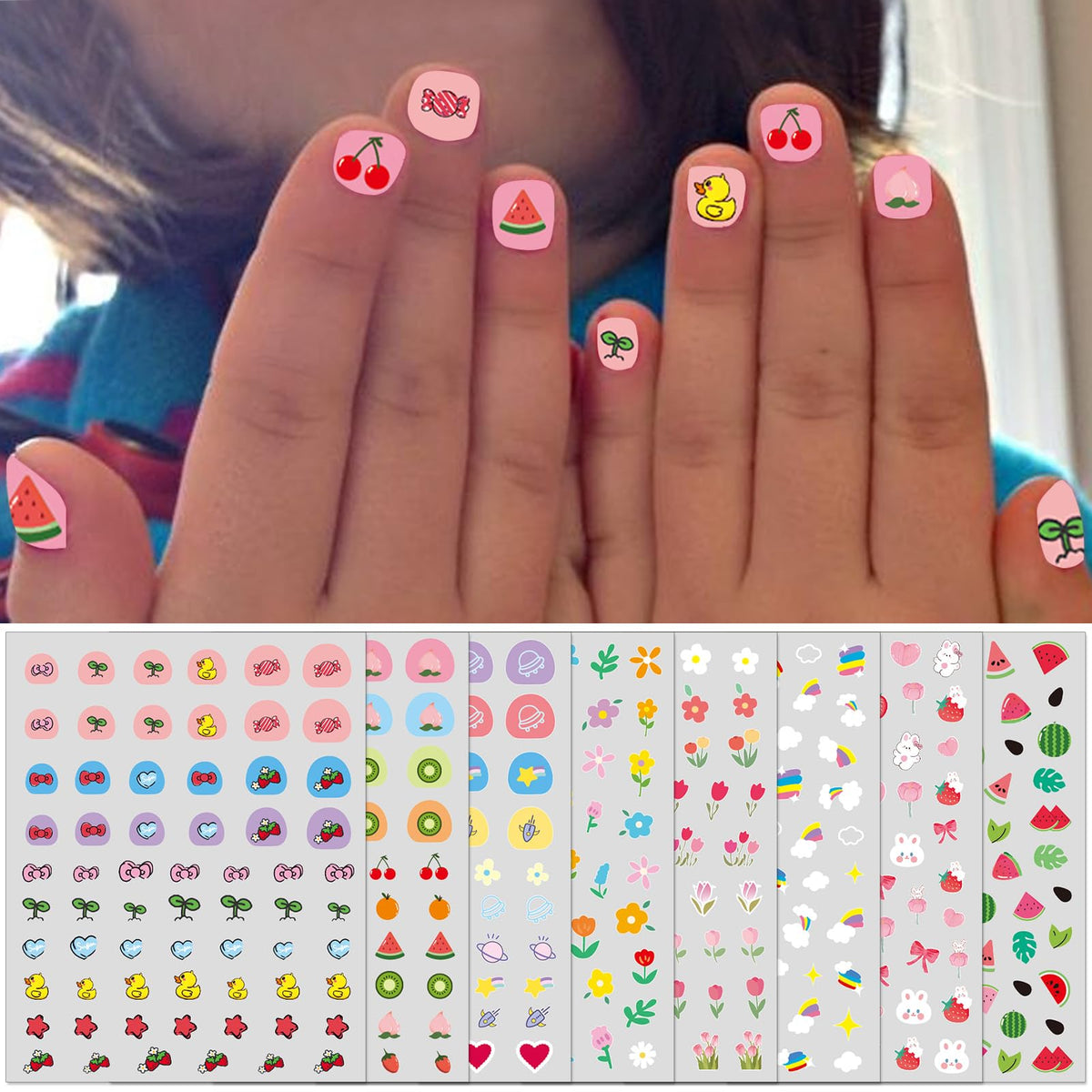 IDDFEVE nail stickers kids flowers: vibrant designs for playful, kid-friendly nail art.