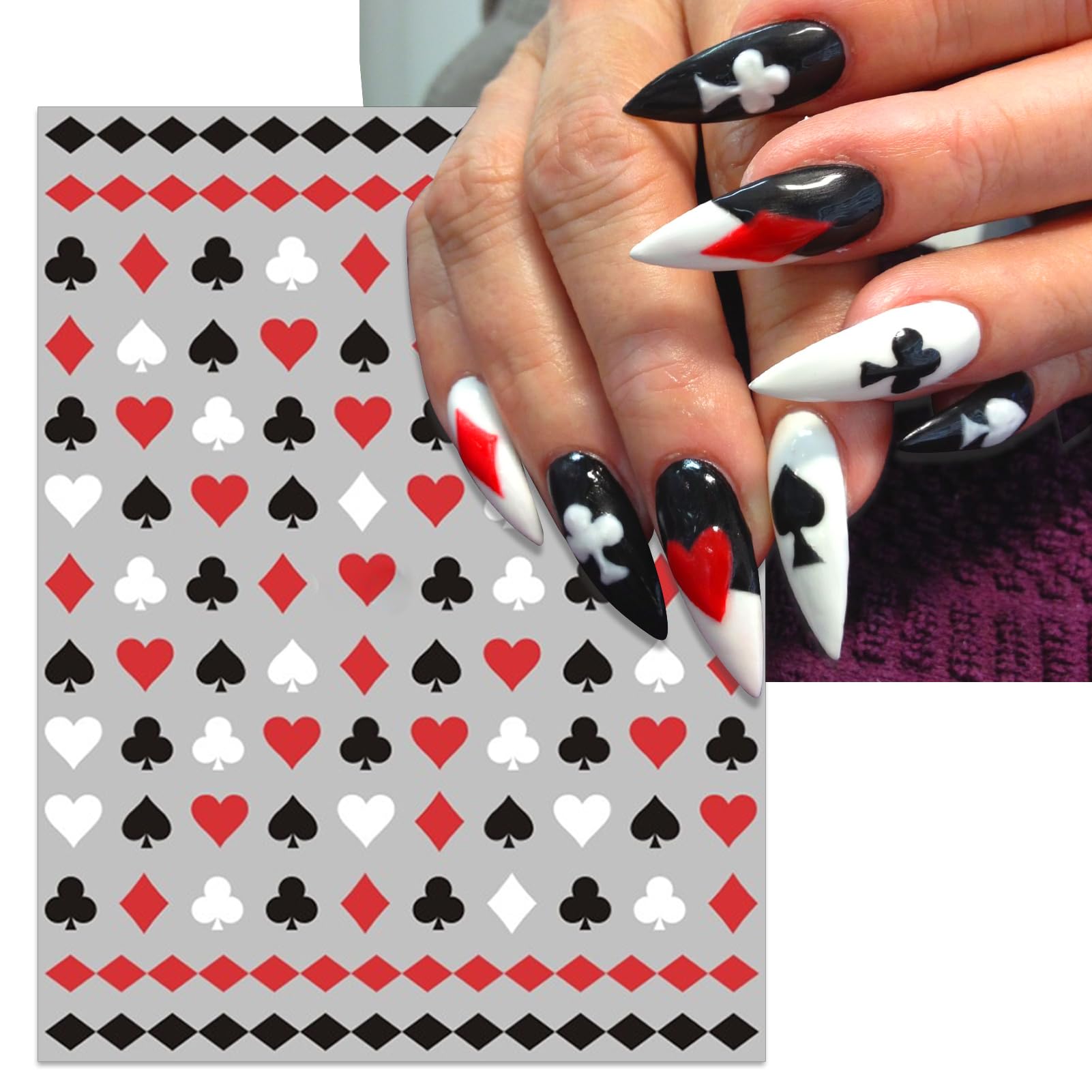IDDFEVE poker nail stickers casino icons for quick glamorous nails