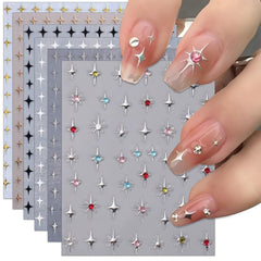IDDFEVE rhinestone star silver stickers add radiant 3D sparkle to nails.