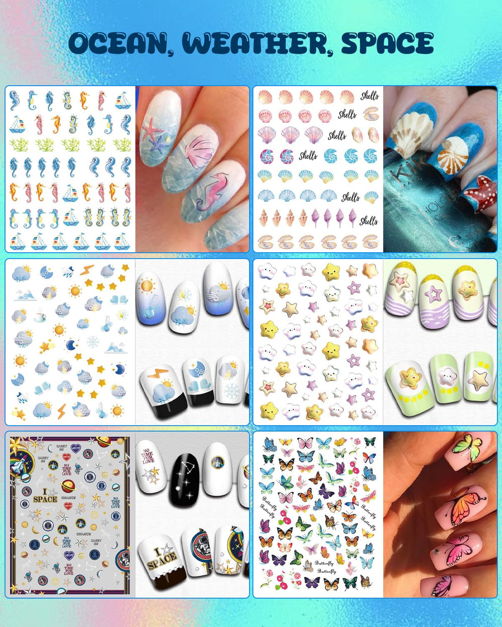 IDDFEVE self-adhesive nail stickers offer mess-free application on natural or artificial nails.