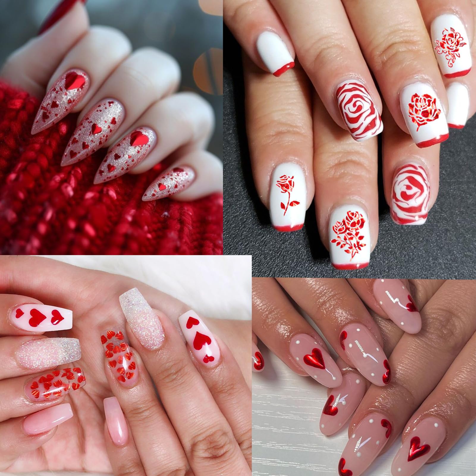 IDDFEVE heart decals compatible with polish, gel, or acrylic nails.