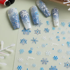 IDDFEVE winter ombré blue snowflakes for natural and artificial nails.
