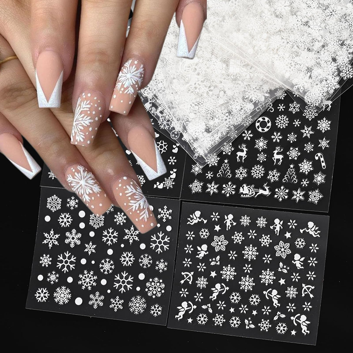 IDDFEVE winter snowflake nail stickers for a festive manicure with holiday glow