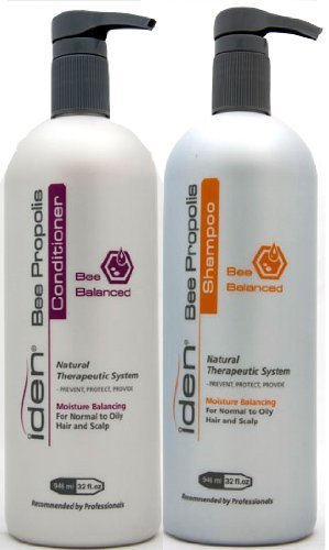 Iden Bee Balanced Shampoo and Conditioner 32oz duo-pack bottle, ideal for everyday cleansing and conditioning.