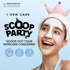 I DEW CARE Cake My Day mask highlighting deep hydration and refreshed skin.