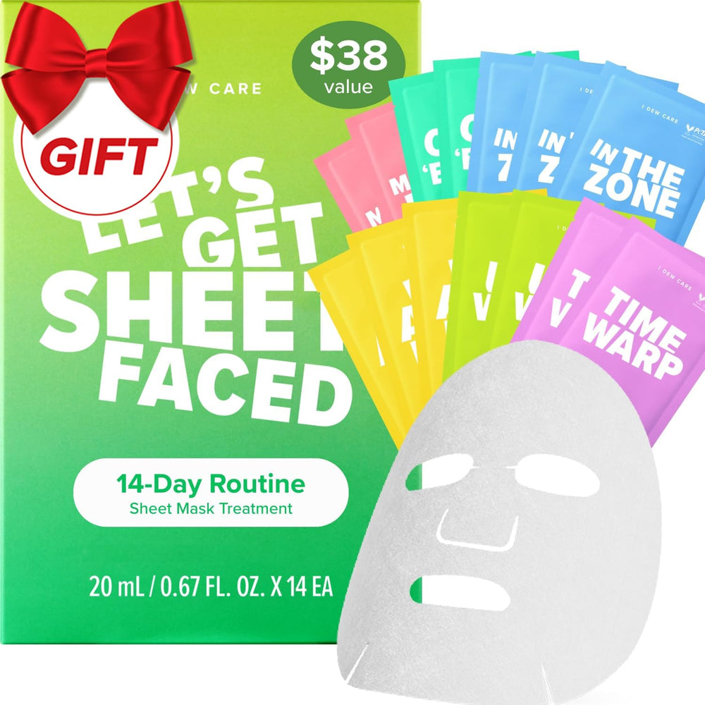 I DEW CARE collagen sheet mask variety pack with 14 sheets for daily hydration and glow