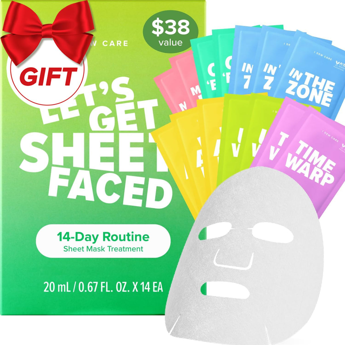 I DEW CARE collagen sheet mask variety pack with 14 sheets for daily hydration and glow