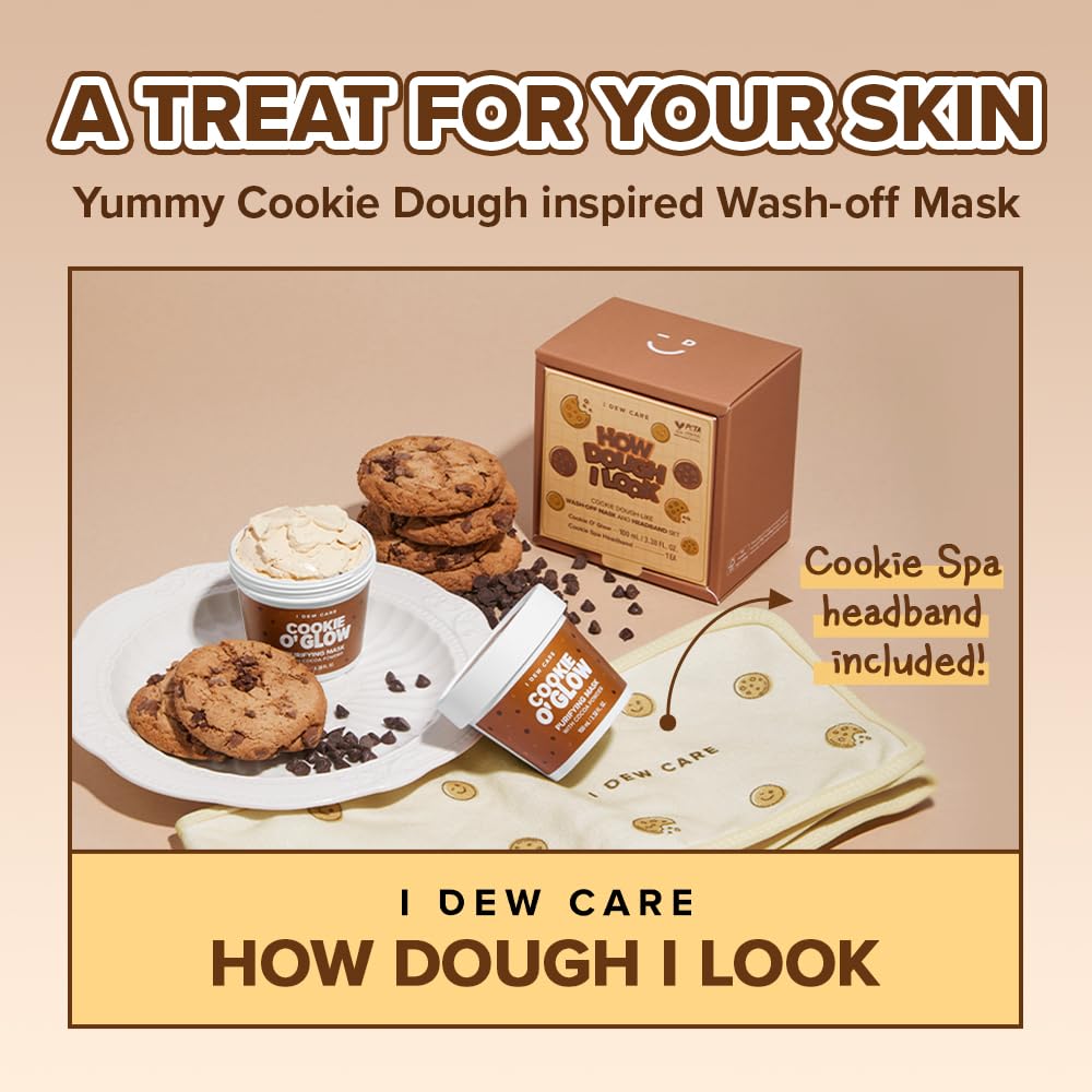 Cookie O Glow dough-texture mask applied to teen skin for cleansing.
