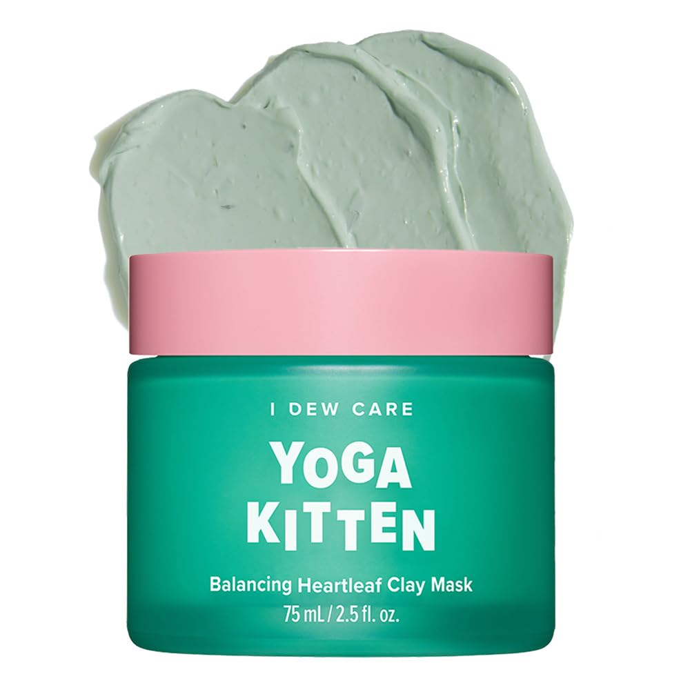 I DEW CARE Heartleaf Clay Mask jar close-up, purifying and soothing for blemish-prone skin.