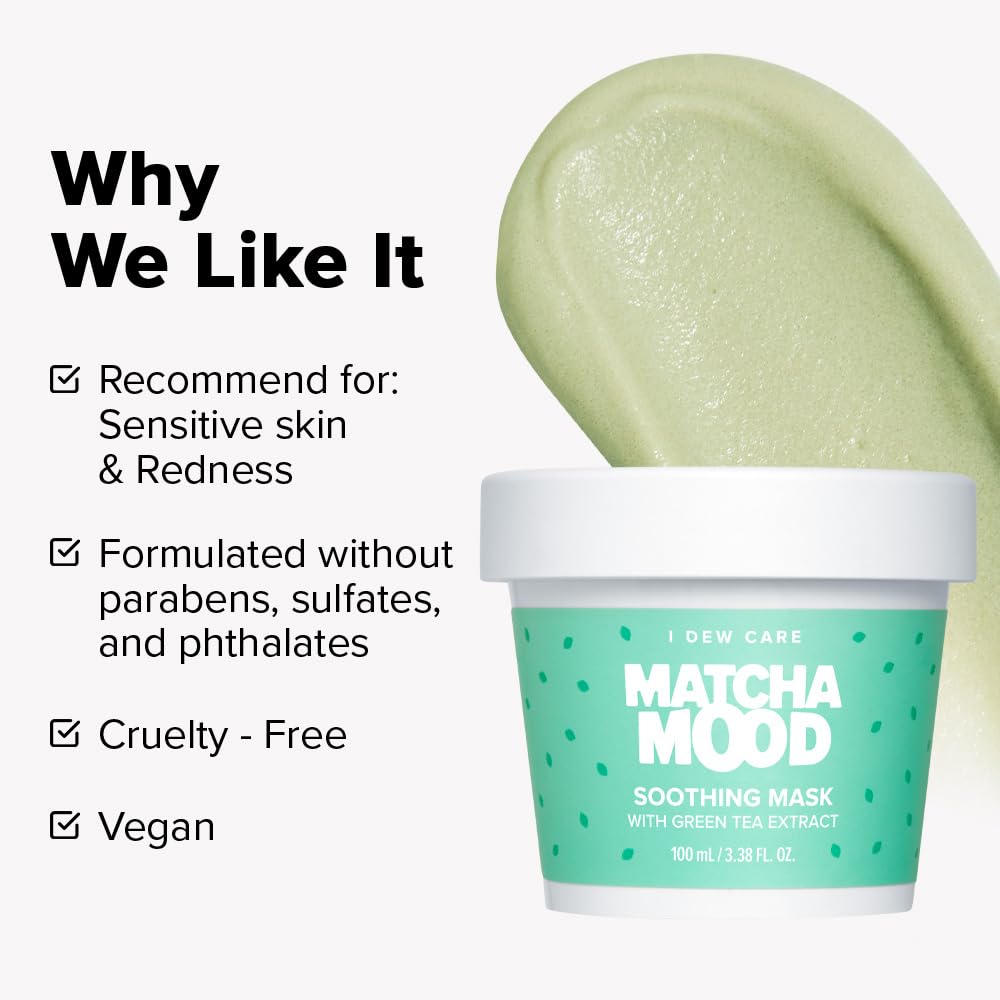 I DEW CARE Matcha Mood mask spread demonstrates a sorbet-like texture for even tone