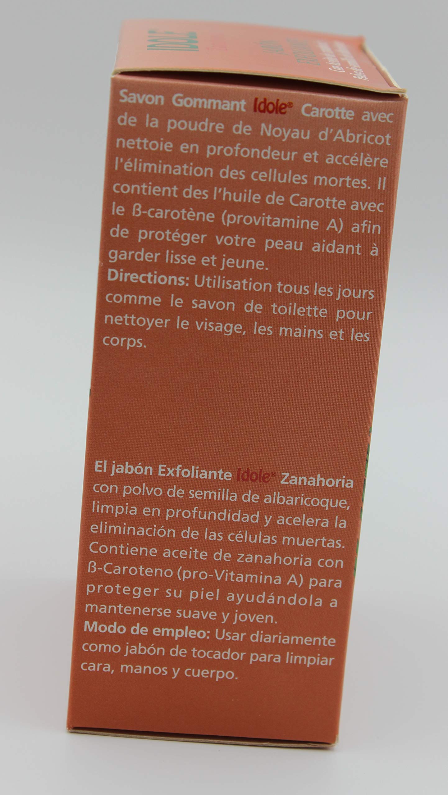Idole carrot oil on soap surface highlighting nourishing beta-carotene benefits for skin.