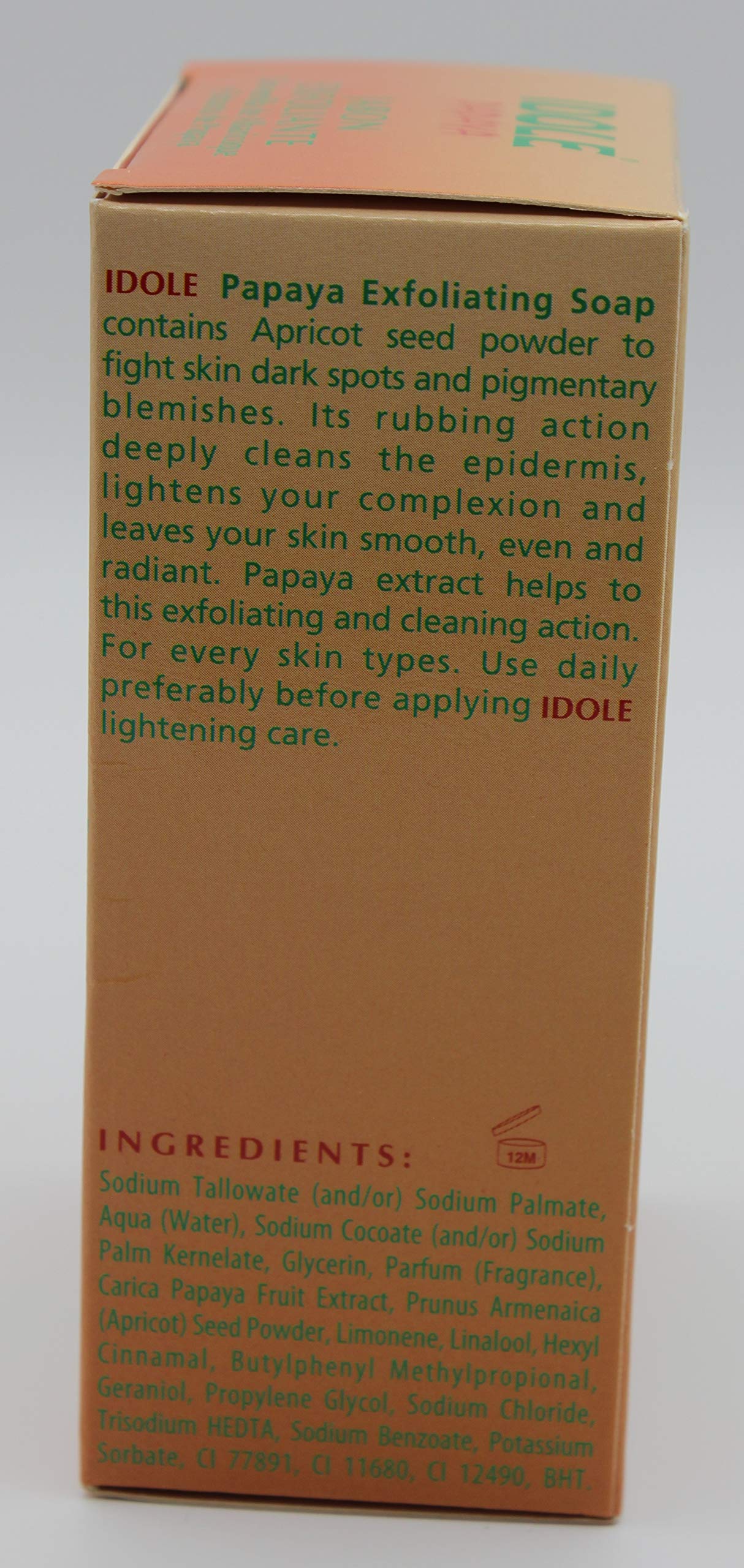 Idole Papaya Exfoliant Soap — creamy lather forming during cleansing.