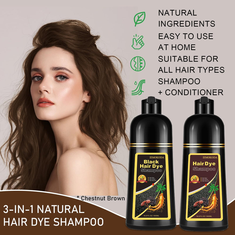 iemokoda 3-in-1 hair color shampoo enables quick, no-muss application.