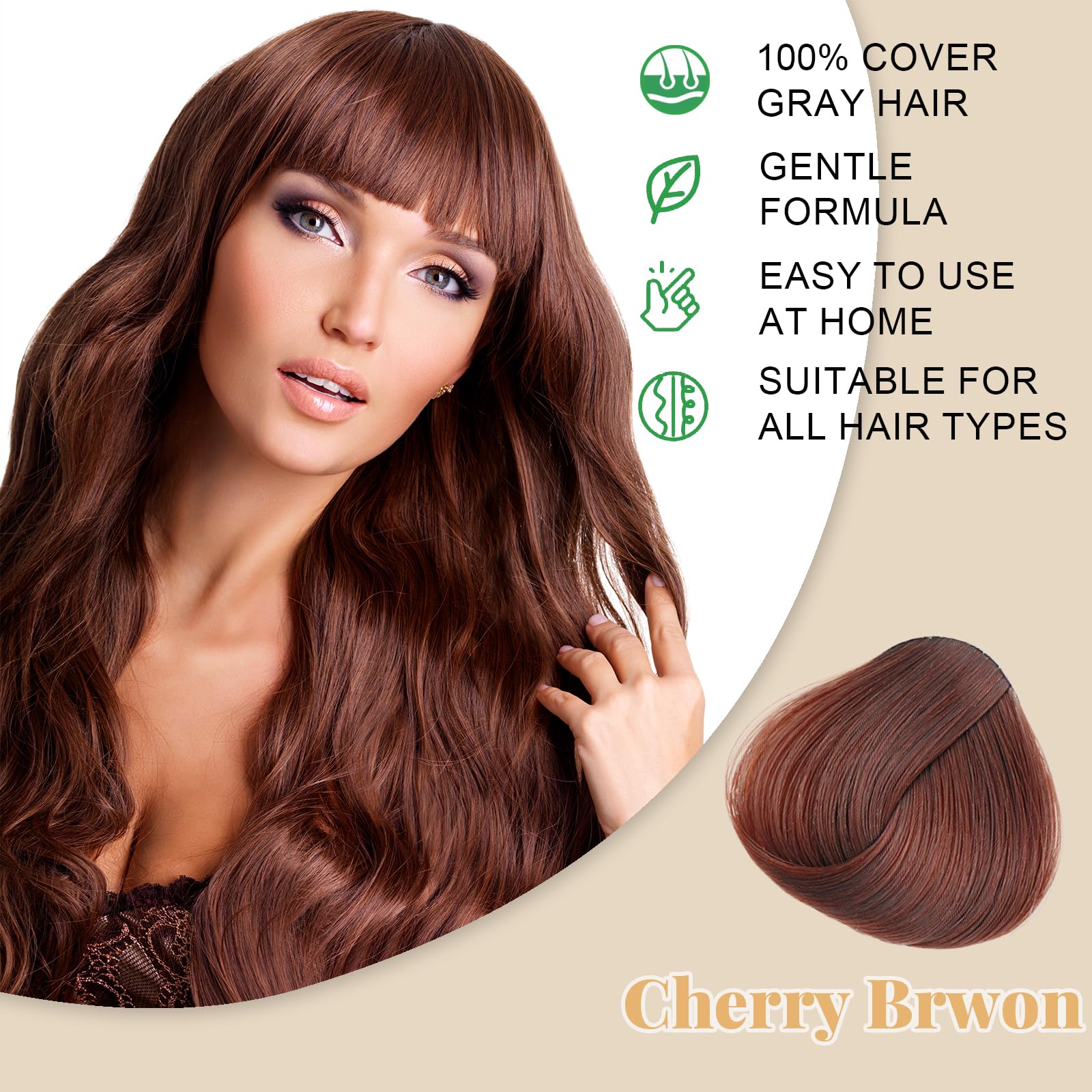 iemokoda Cherry Brown Hair Dye Shampoo application shows quick 15-minute color