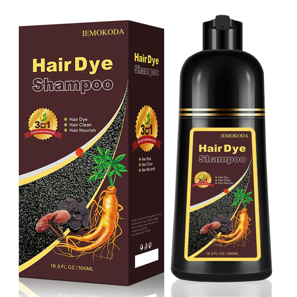 iemokoda Chestnut Brown Hair Dye Shampoo covers gray with natural warmth.
