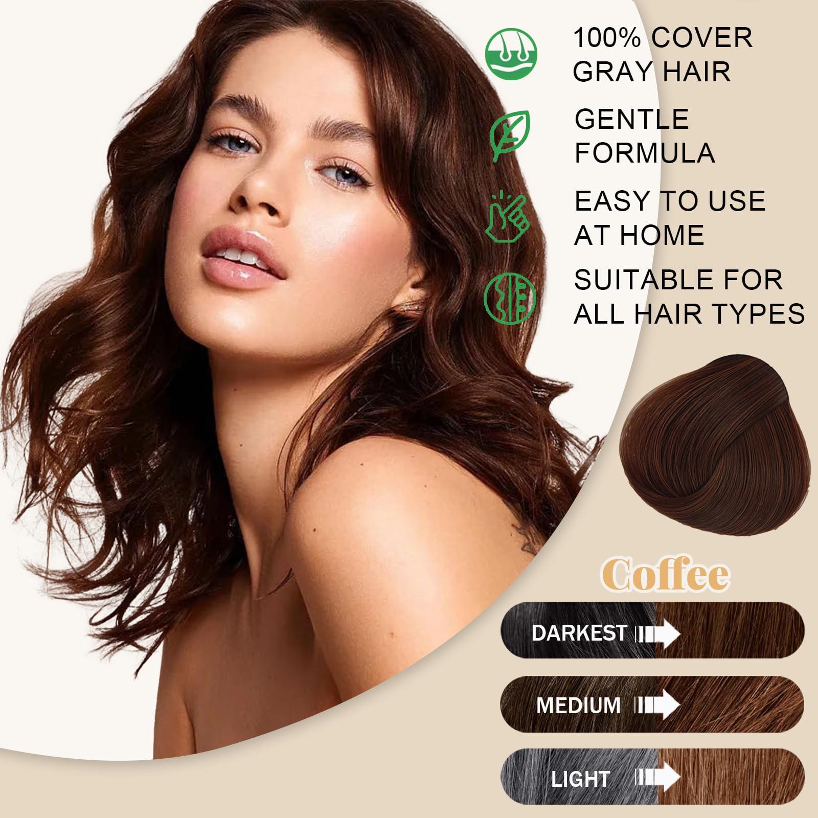 iemokoda Coffee Hair Dye Shampoo foam application enables quick, mess-free color.
