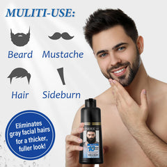 iemokoda 3-in-1 beard dye shampoo application captures quick 10-minute color results.