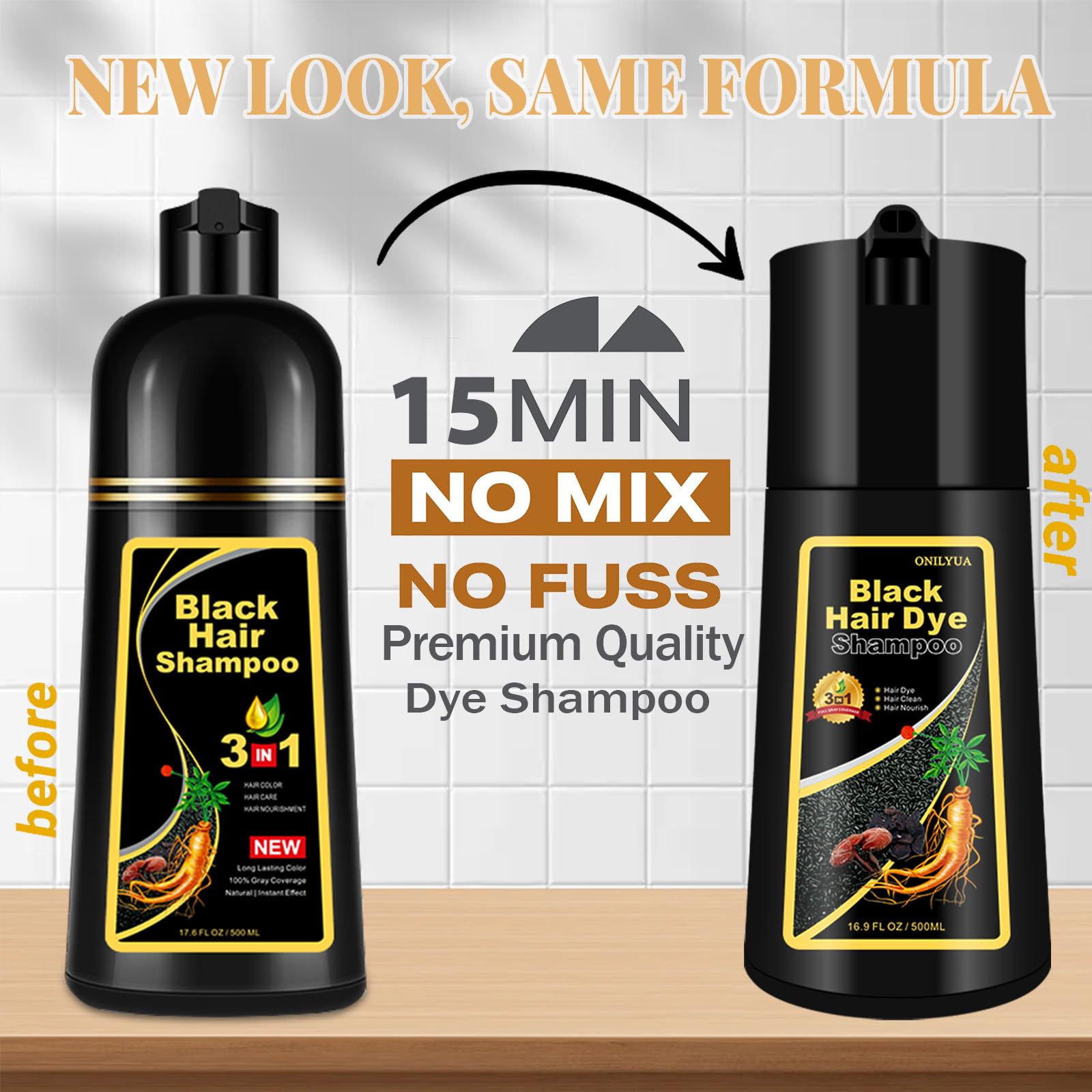 iemokoda natural black hair dye shampoo 500ml bottle emphasizes value and long use