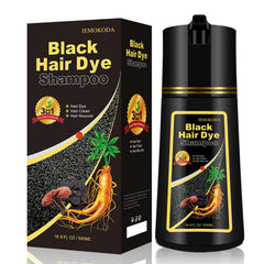 iemokoda natural black hair dye shampoo bottle pour showing easy, mess-free application