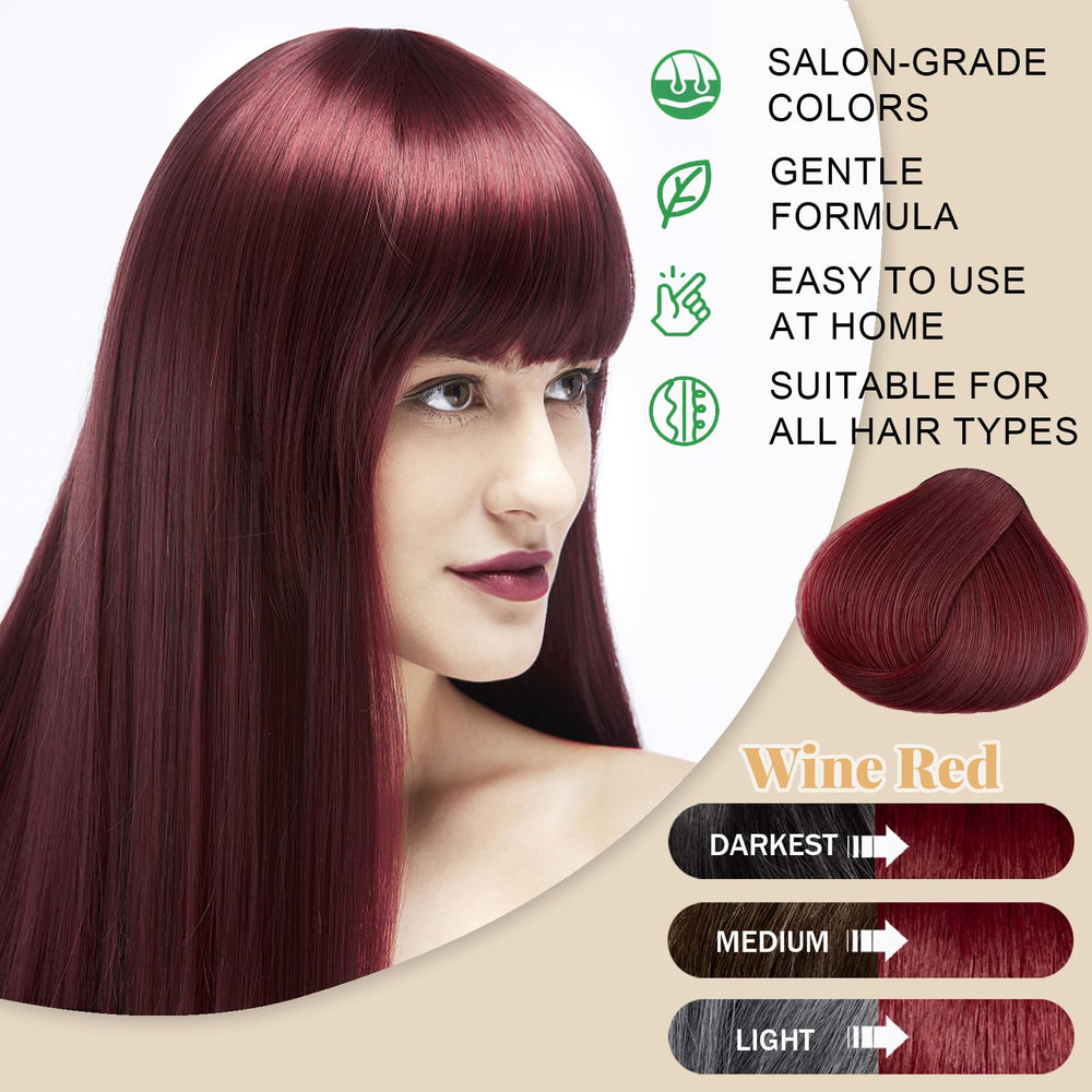 iemokoda Wine Red Hair Dye Shampoo applying to dry hair for quick coverage.