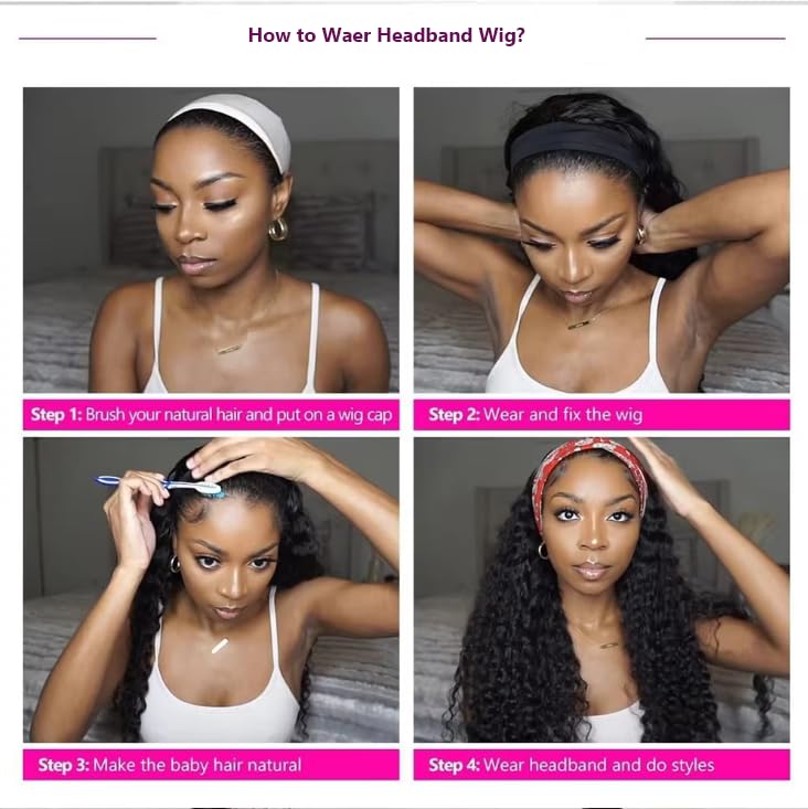 iesste headband wig 180 density provides fuller, natural silhouette