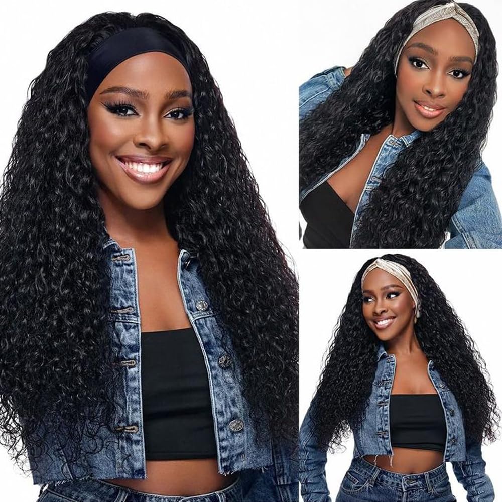 iesste headband wig deep wave 20inch for easy daily styling and natural look