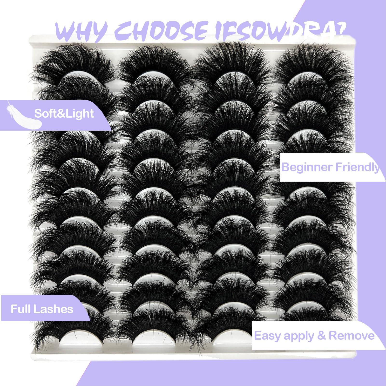IFSOWDRA 20-pair cat-eye lashes pack for versatile glam