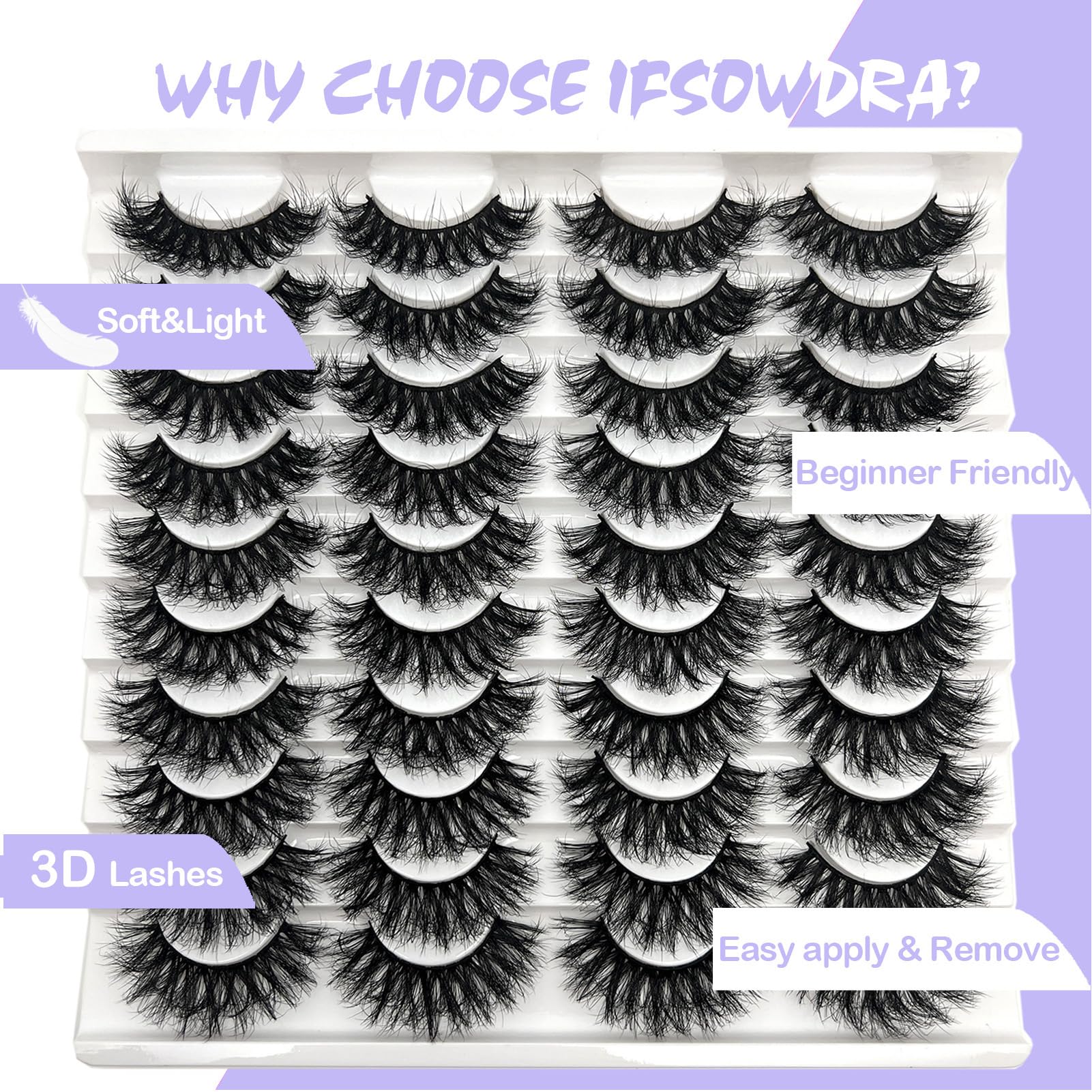 IFSOWDRA mink lashes cat-eye strip for lifted gaze.