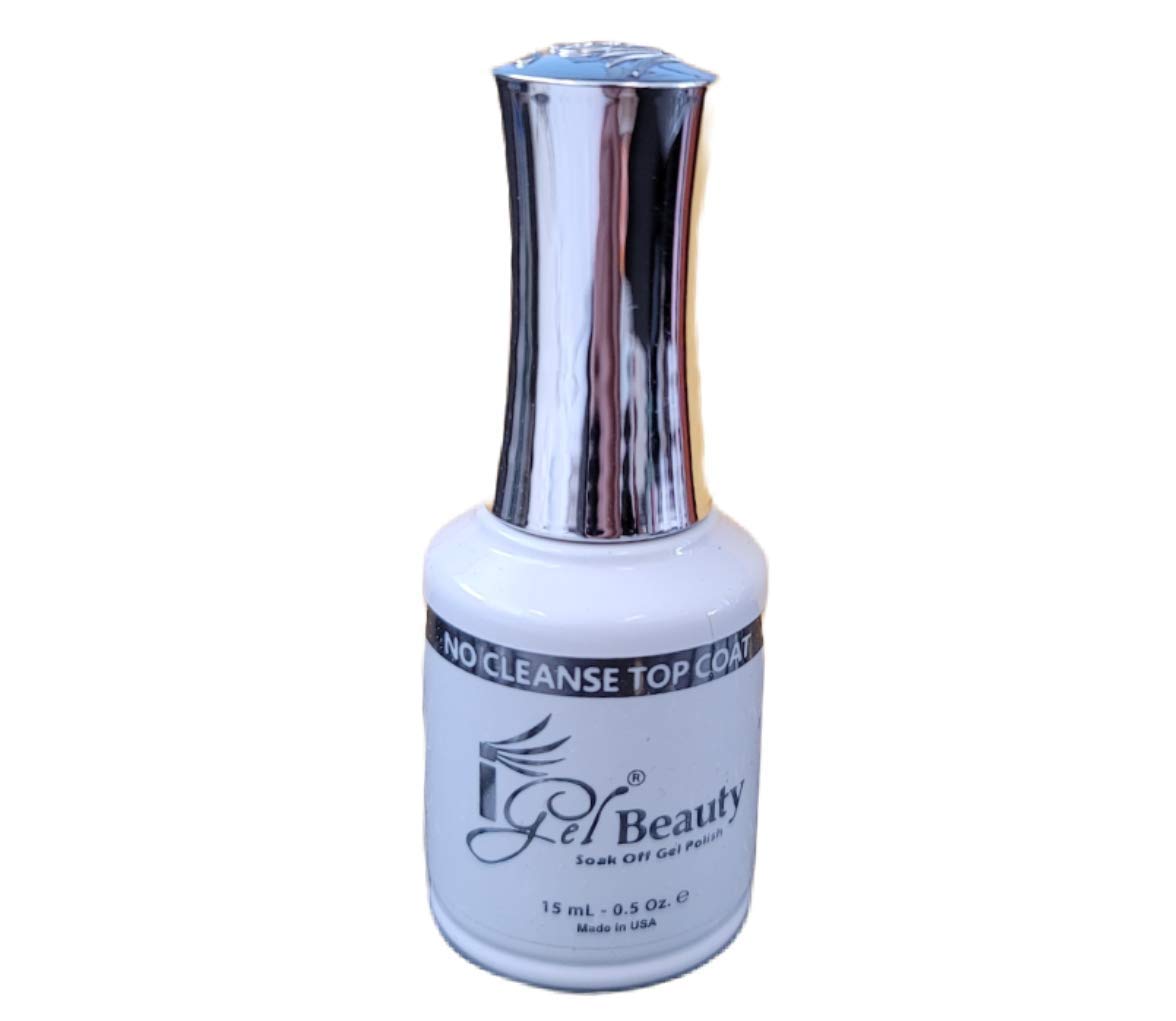 Igel Beauty Impeccable Soak Off Gel bottle with no wipe top coat for a quick, glossy manicure.