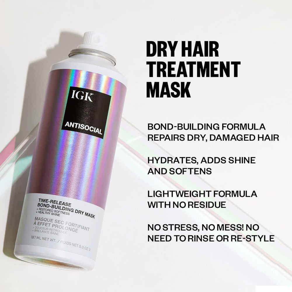 IGK Antisocial lightweight no-residue formula hydrates and adds shine.