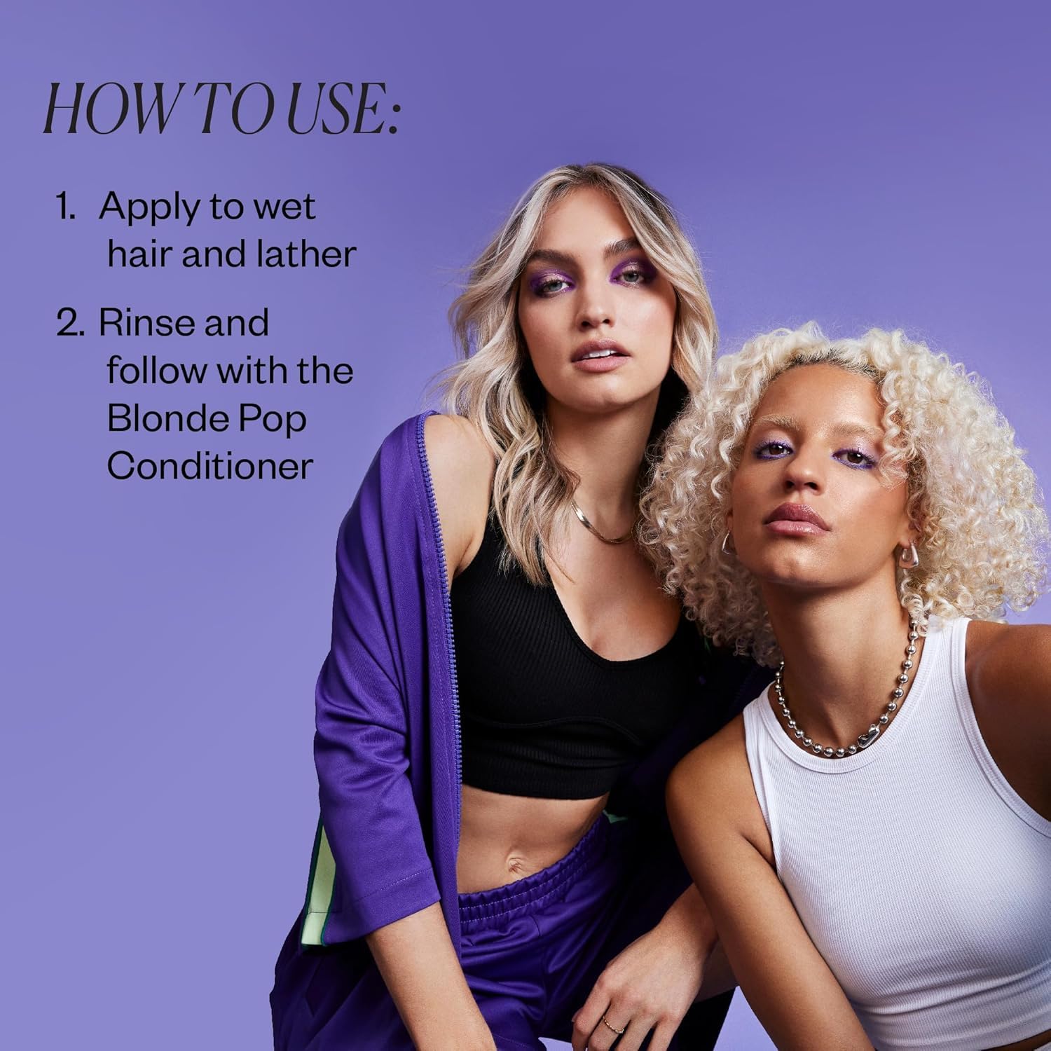 IGK Blonde Pop purple rice infusion supports tonal balance and vibrant blonde results.