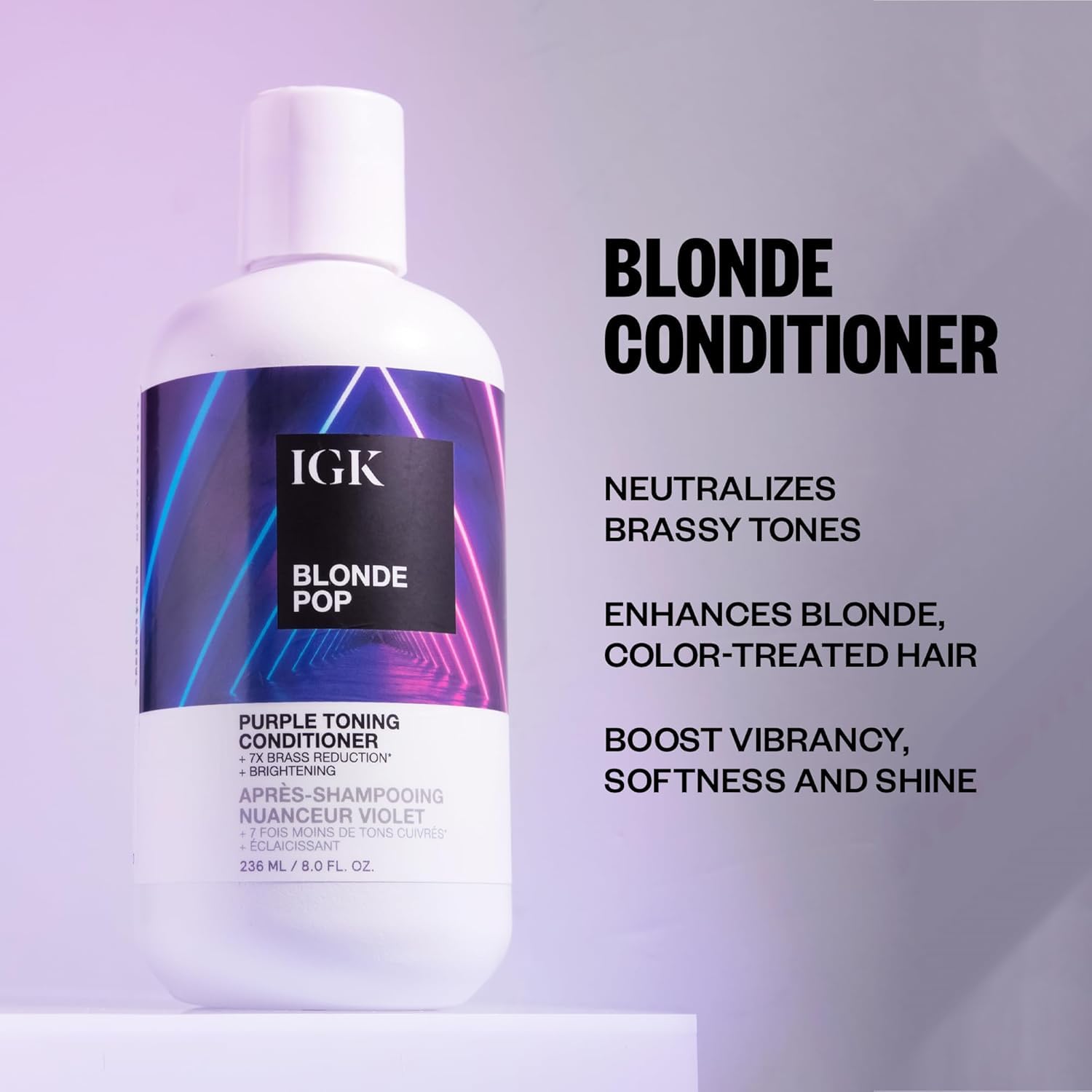 IGK Blonde Pop squalane hydrates and adds shine while toning.