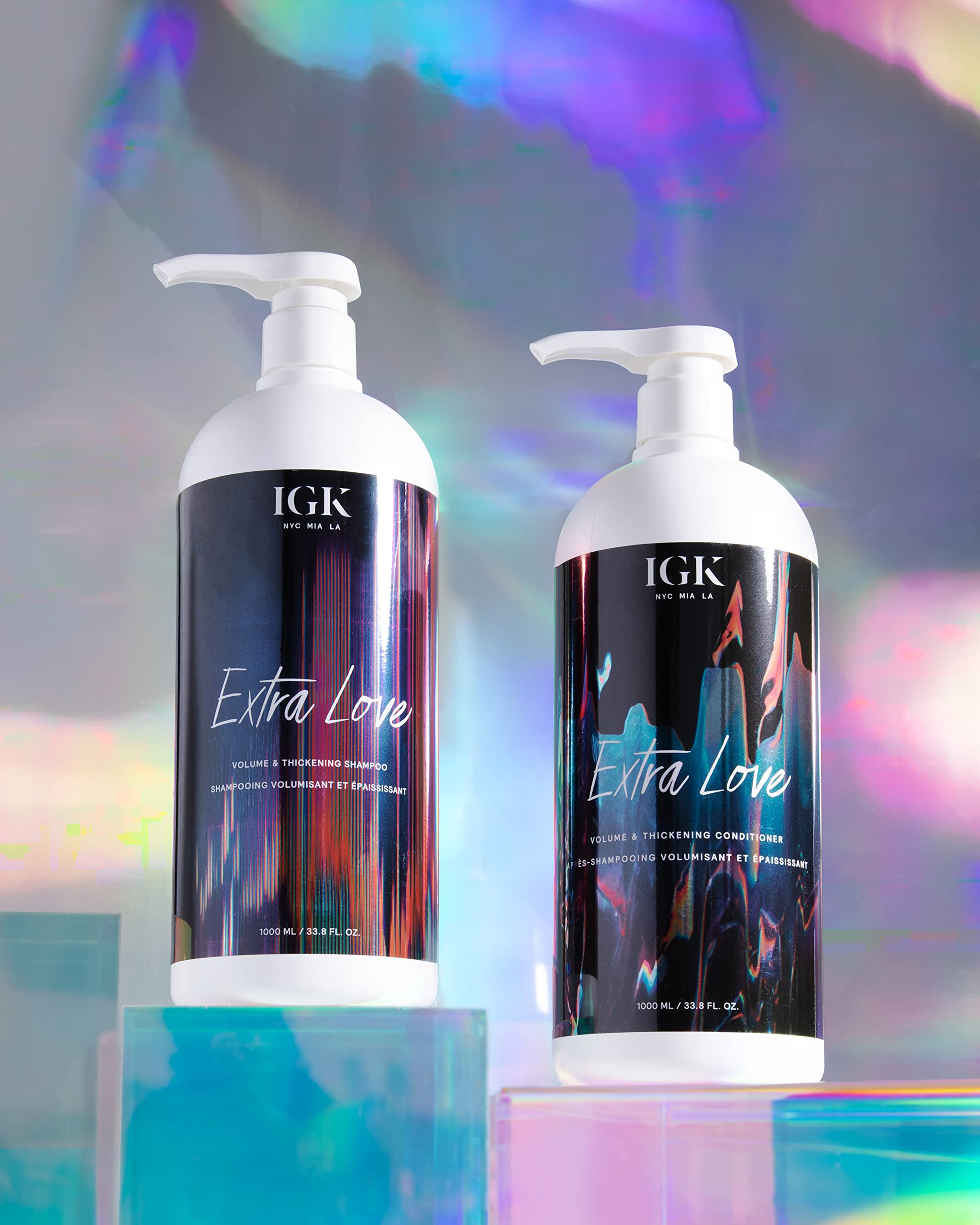 IGK Extra Love bottle pour demonstrates even distribution for plump strands