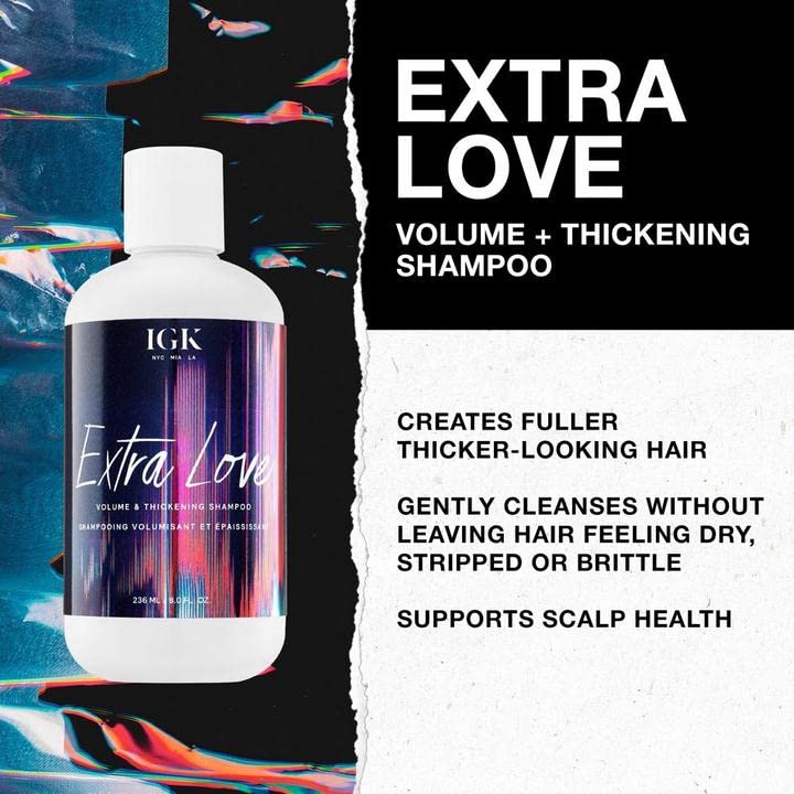 IGK Extra Love volume boost action lifting limp hair.