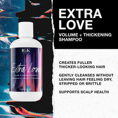 IGK Extra Love volume boost action lifting limp hair.