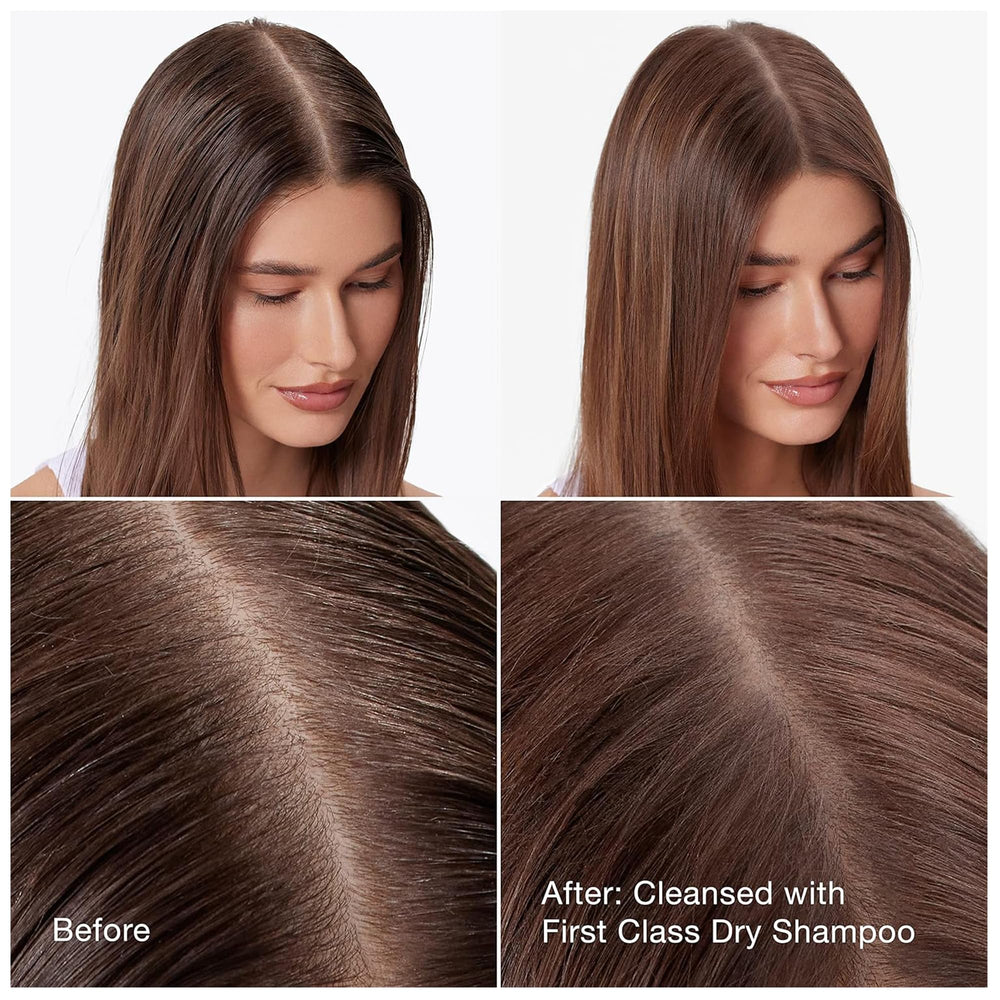 IGK First Class Charcoal Detox Dry Shampoo neutralizes odor at the roots for fresh feeling.
