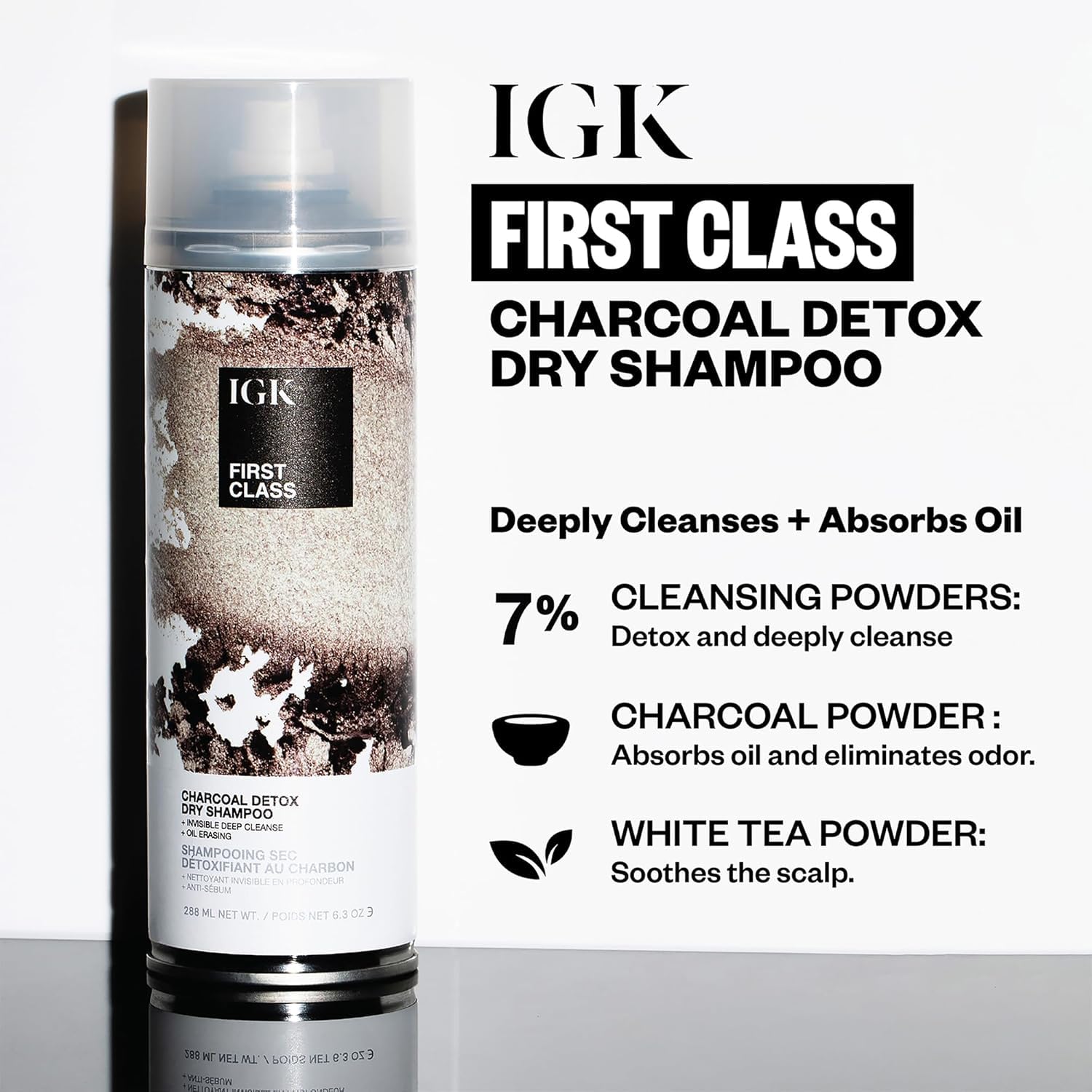 IGK First Class Detox Charcoal Shampoo application shot focusing on root care
