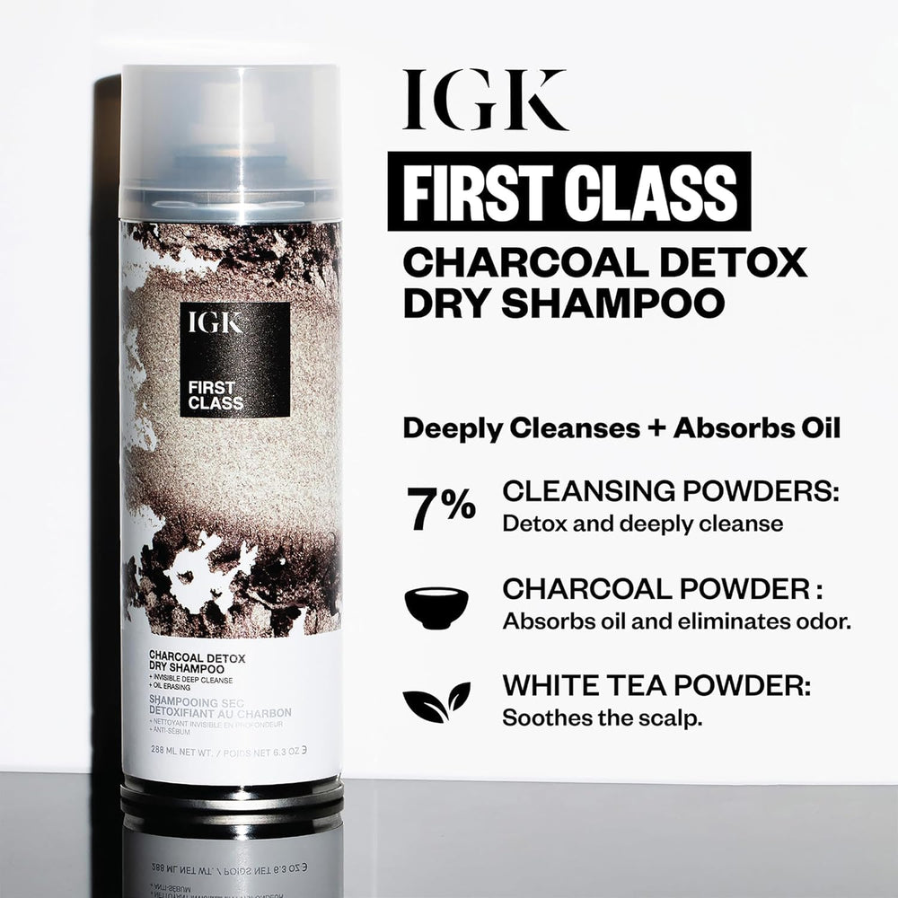 IGK First Class Detox Charcoal Shampoo application shot focusing on root care